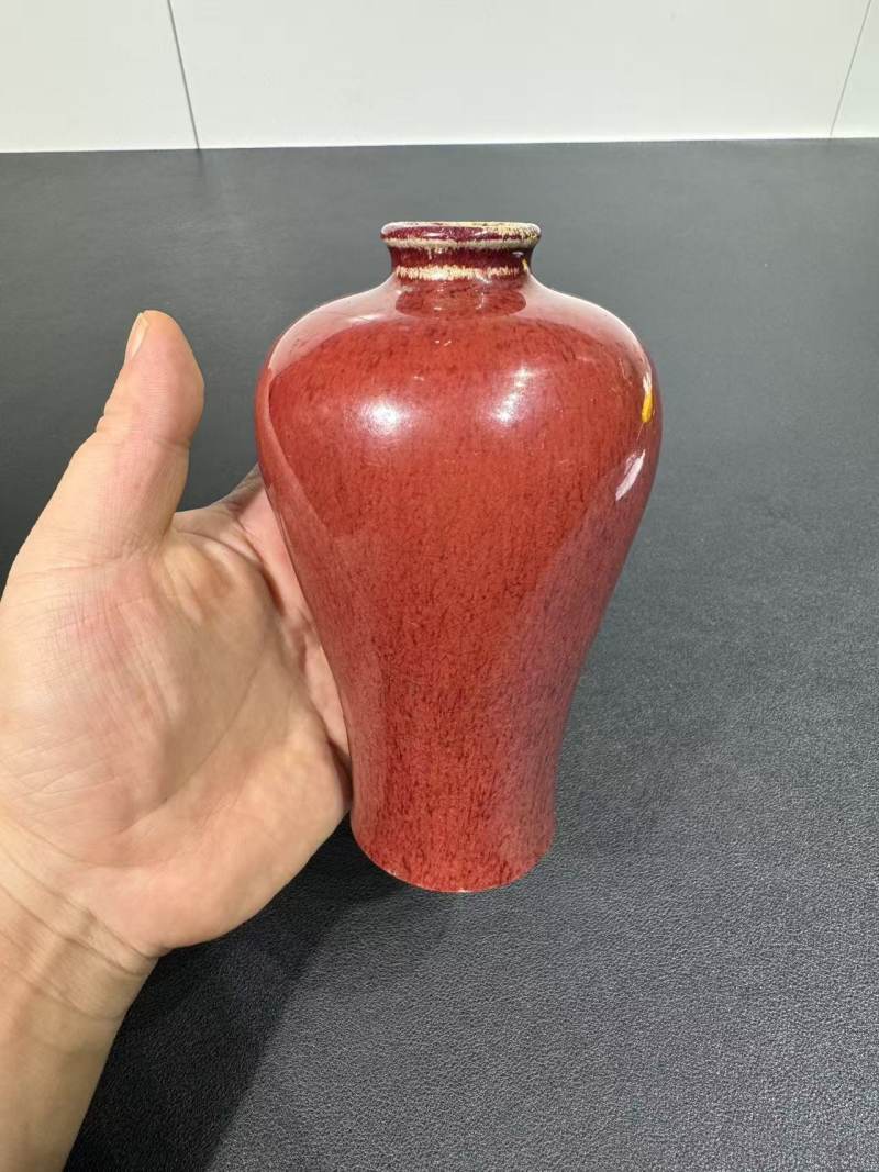 清雍正 钧红釉梅瓶 - 图4
