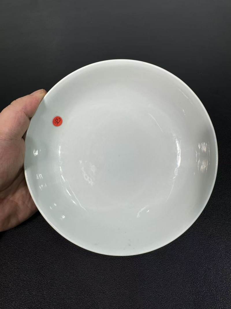 清康熙 矾红灵芝花卉纹盘 - 图3