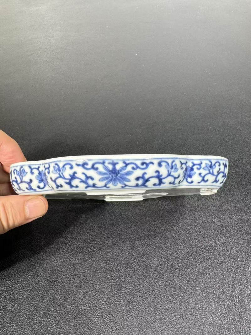清嘉庆 青花御题诗文海棠洗 - 图6