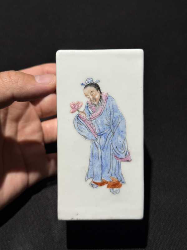 民国 粉彩商山四皓图笔筒 - 图4
