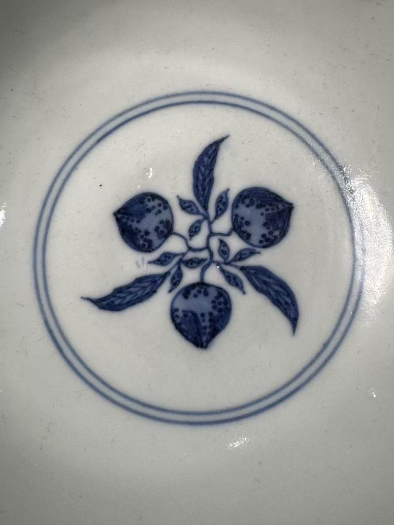 清道光 青花三多纹碗 - 图7