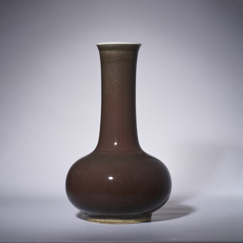 清康熙 郎窑红釉长颈瓶 - 图3