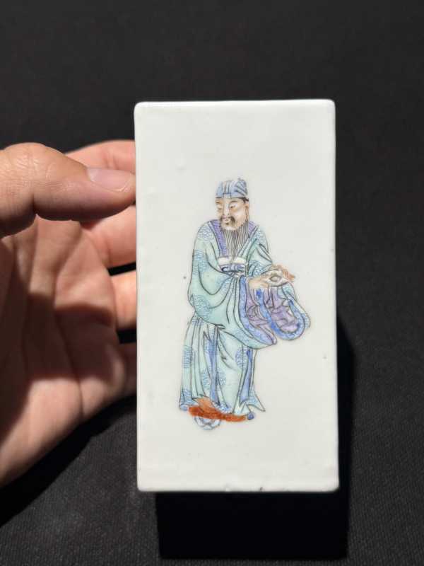 民国 粉彩商山四皓图笔筒 - 图5