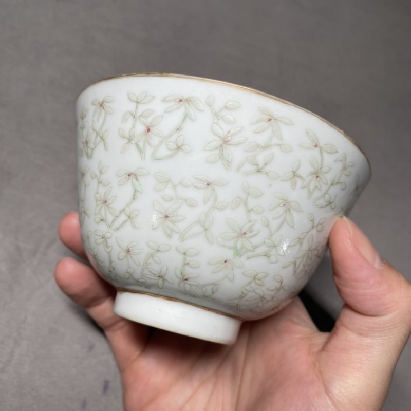 清光绪 粉彩花卉纹盖碗 - 图6