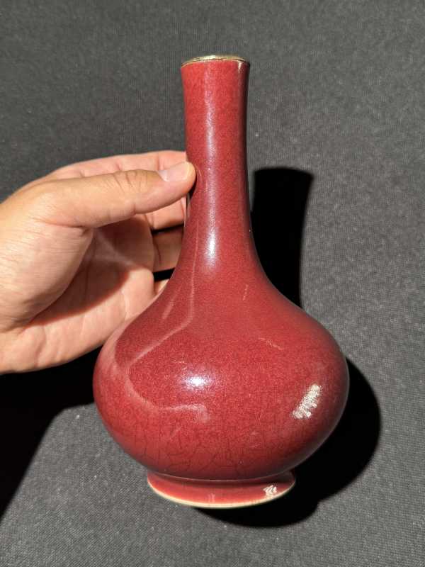 清康熙 郎窑红釉长颈瓶 - 图6