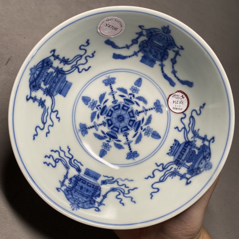 清道光 胭脂红地轧道洋彩开光五谷丰登纹膳碗 - 图10