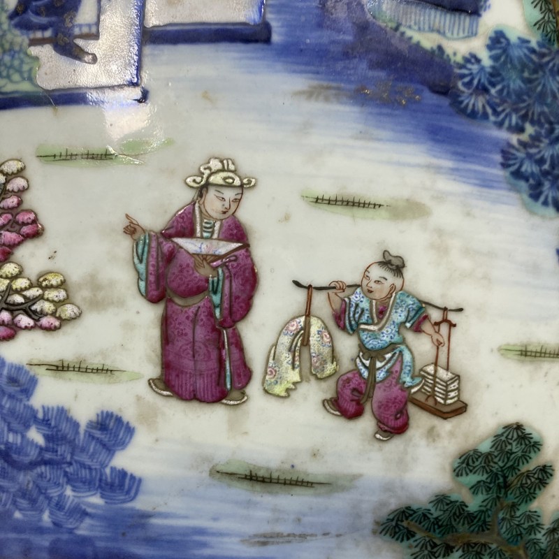 清中期 斗彩山水人物纹大卷缸 - 图15