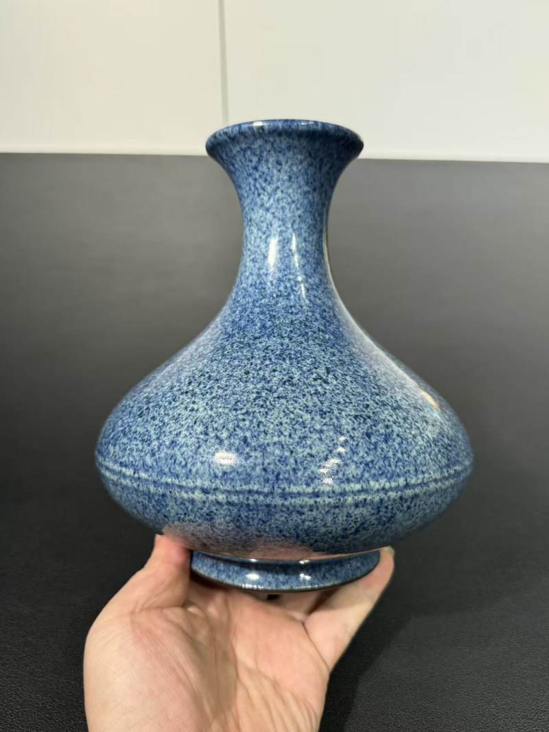 清雍正 青金石釉弦纹瓶 - 图2