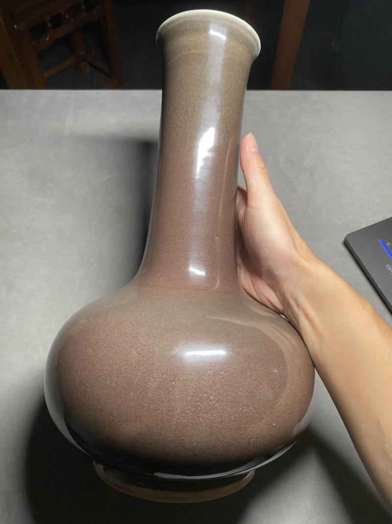 清康熙 郎窑红釉长颈瓶 - 图5