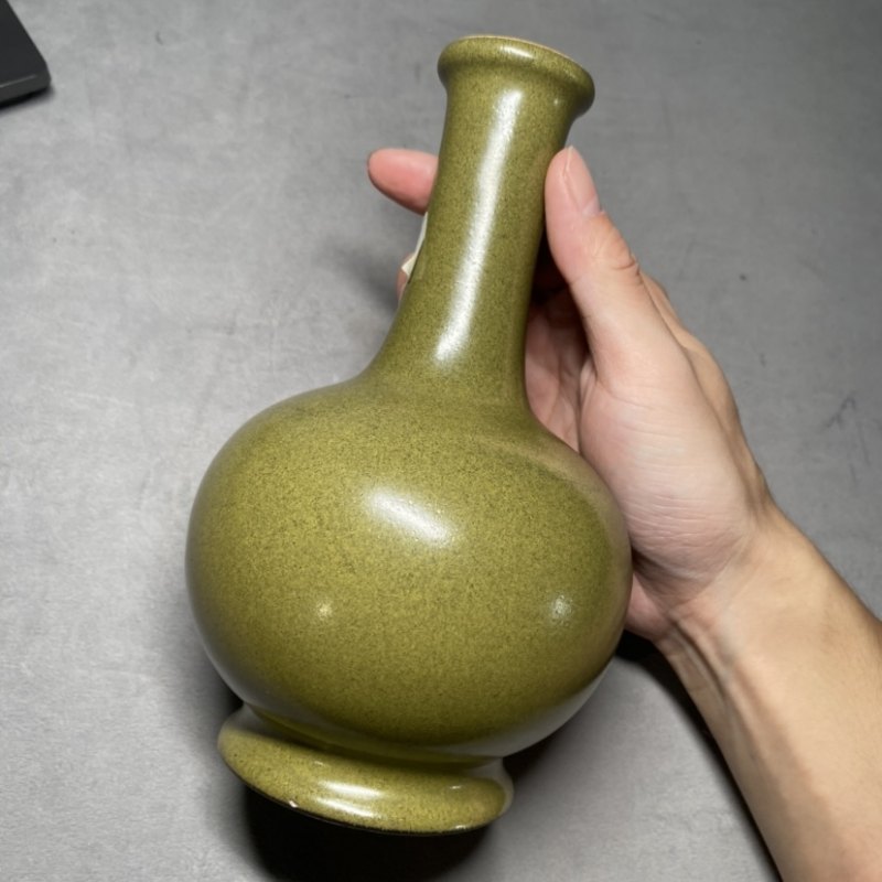 清乾隆 茶叶末釉纸槌瓶 - 图6