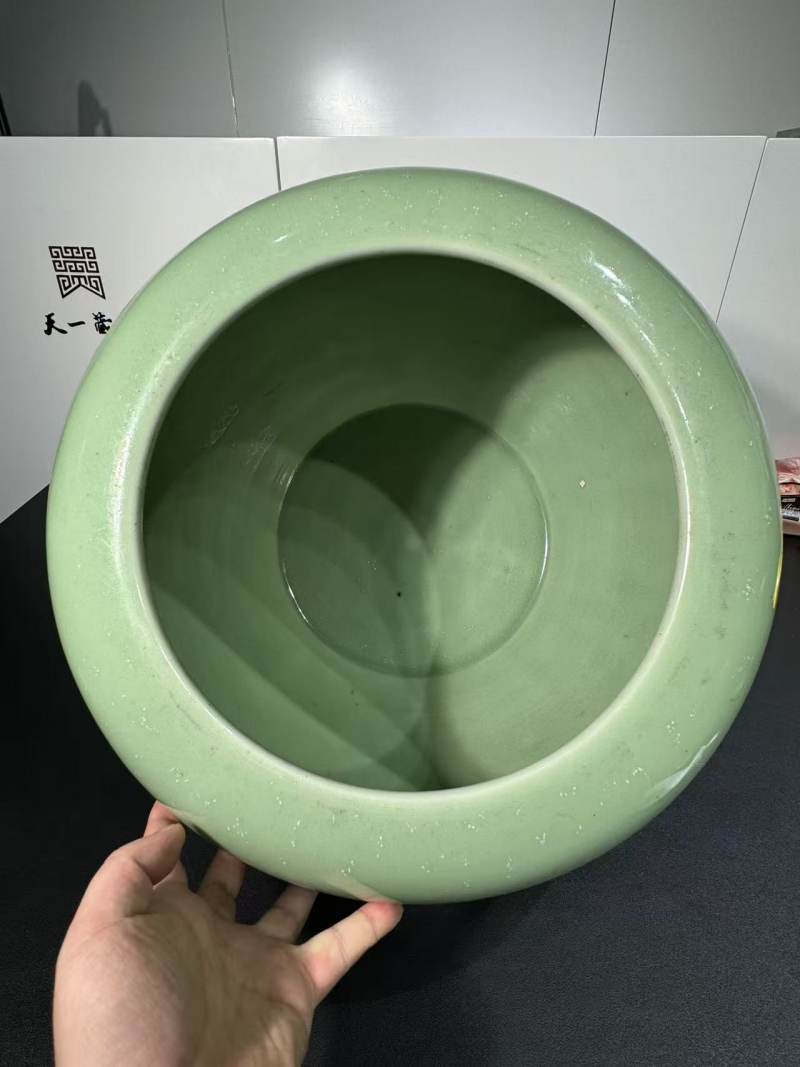 清雍正 青釉卷缸 - 图7
