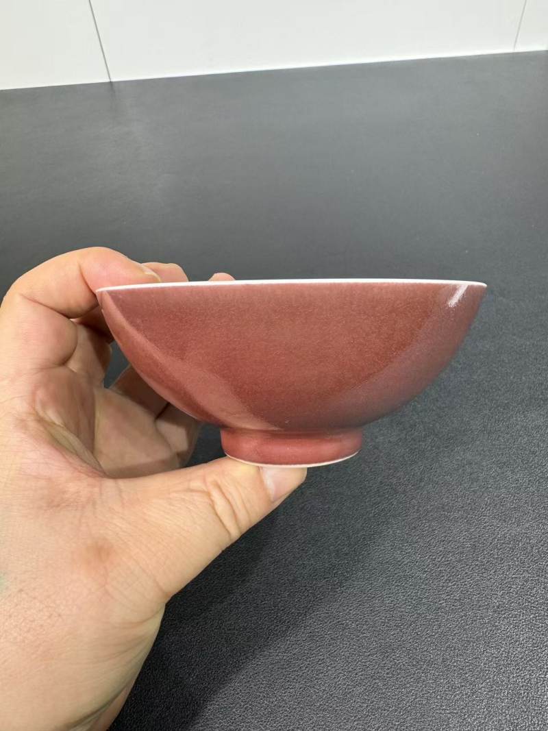 清雍正 霁红釉碗 - 图2