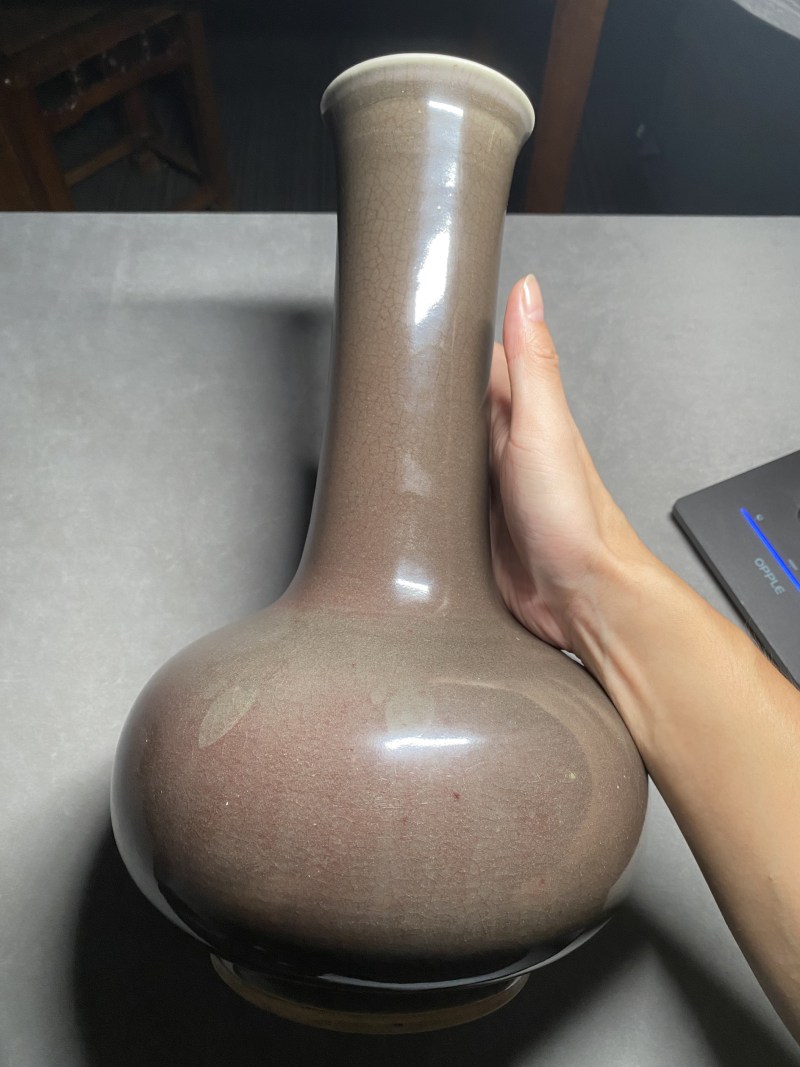 清康熙 郎窑红釉长颈瓶 - 图7