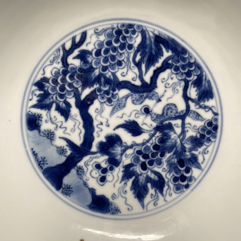 清康熙 青花松鼠葡萄纹碗 - 图8