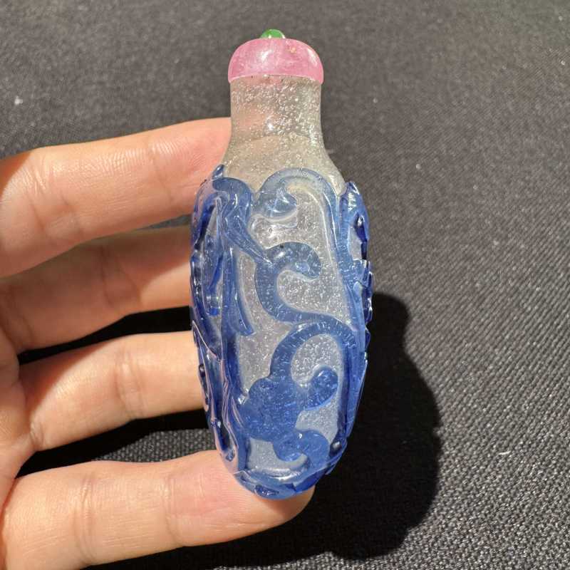 清 套蓝料龙凤呈祥烟壶 - 图6