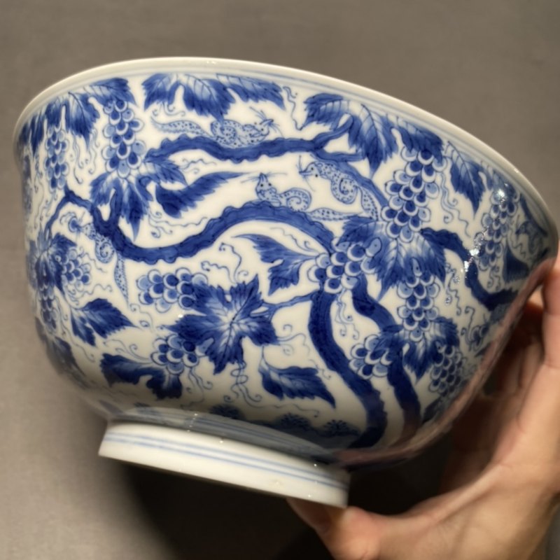 清康熙 青花松鼠葡萄纹碗 - 图9