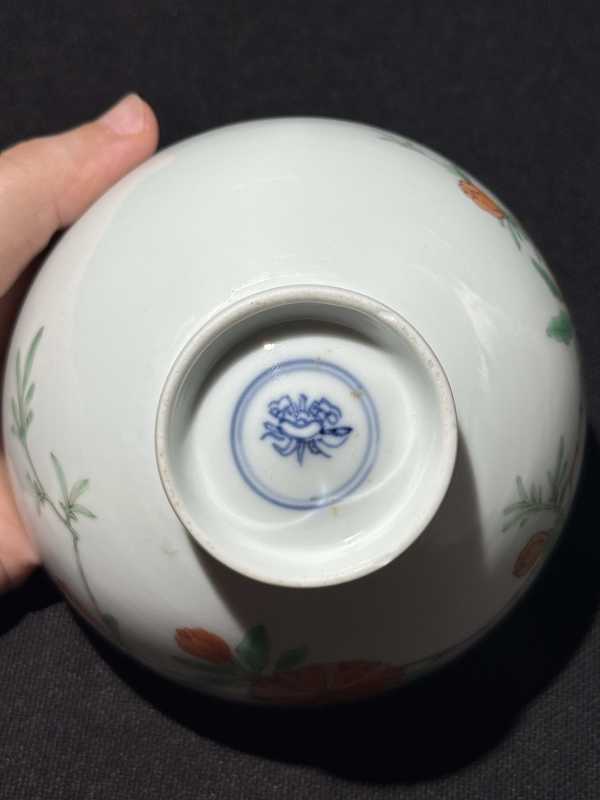 清康熙 五彩花卉纹盖碗一对 - 图9