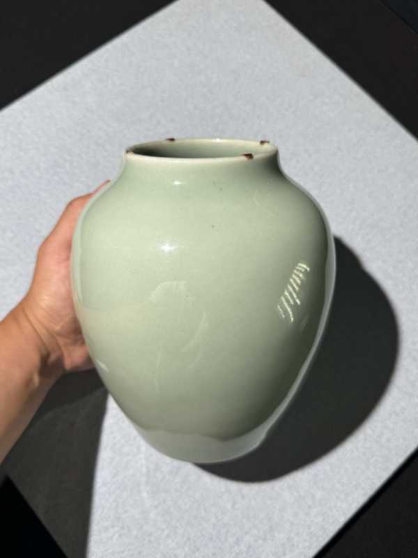 清乾隆 豆青釉月牙罐 - 图4
