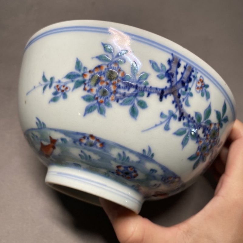 清康熙 斗彩落花游鱼图碗一对 - 图15