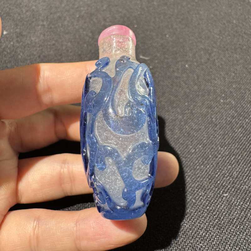 清 套蓝料龙凤呈祥烟壶 - 图8