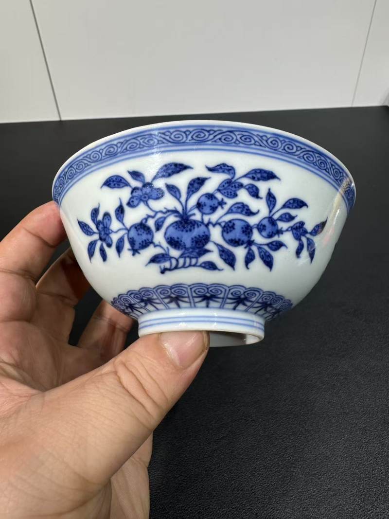 清嘉庆 青花三多纹碗 - 图4