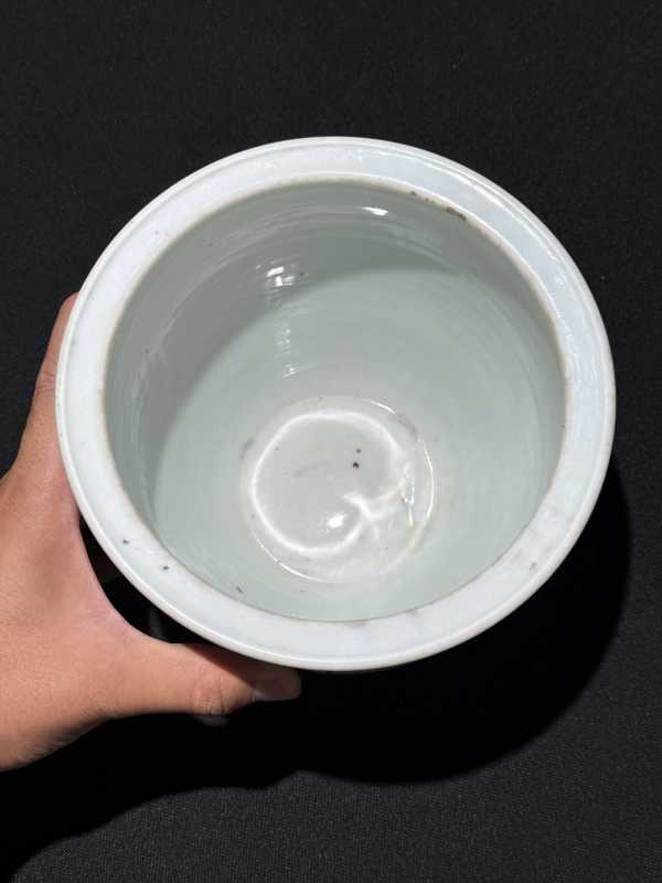 清康熙 青花鱼跃龙门、蟠桃会人物故事诗文案缸 - 图8