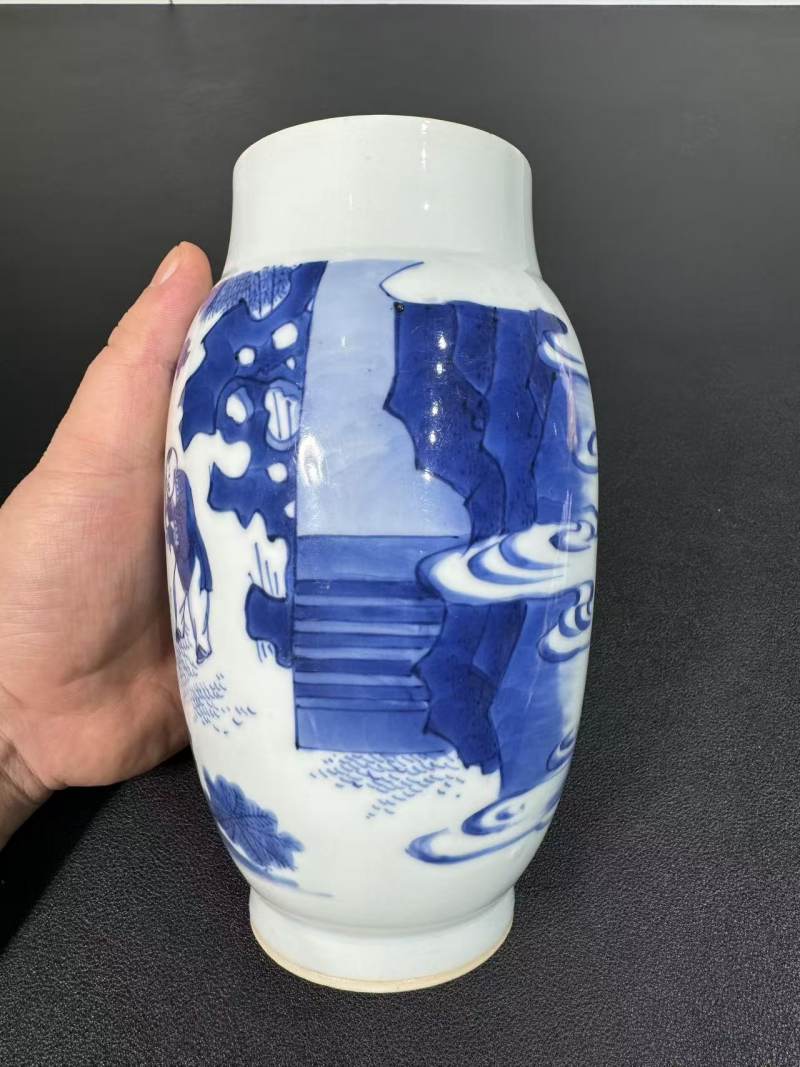 明崇祯 青花婴戏纹莲子罐 - 图4
