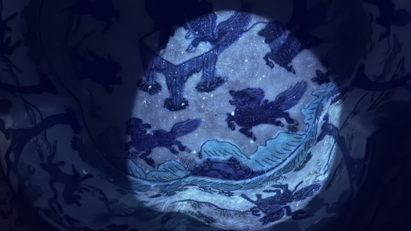 明万历 五彩瑞兽图花口折沿洗 - 图15