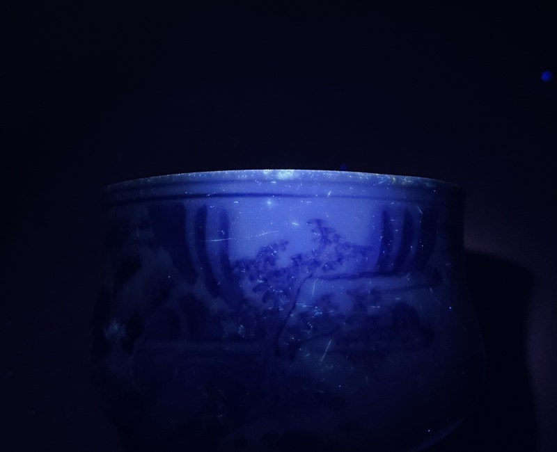 明崇祯 青花高士清谈图罗汉炉 - 图14
