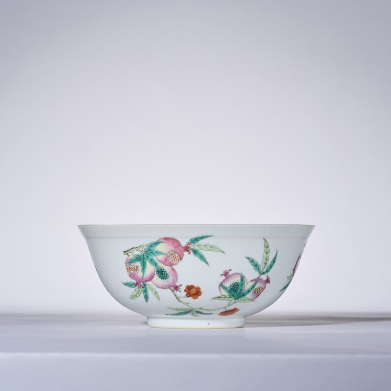 清光绪 内青花外粉彩三多纹碗 - 图3