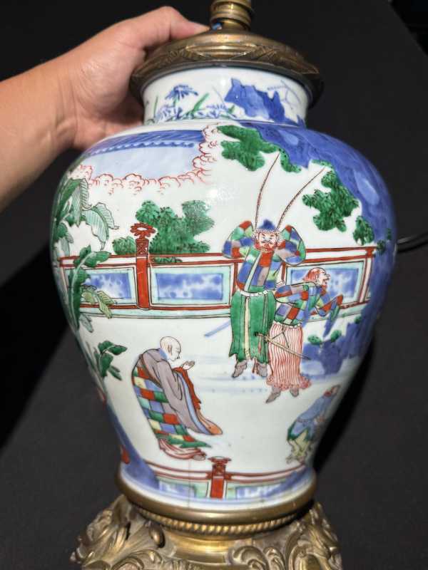 明末清初 青花五彩洗象图罐 - 图10
