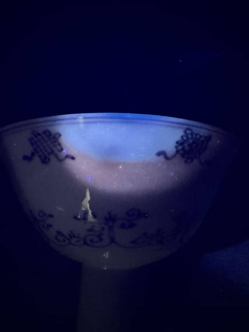 清康熙 青花缠枝八宝高足碗 - 图8