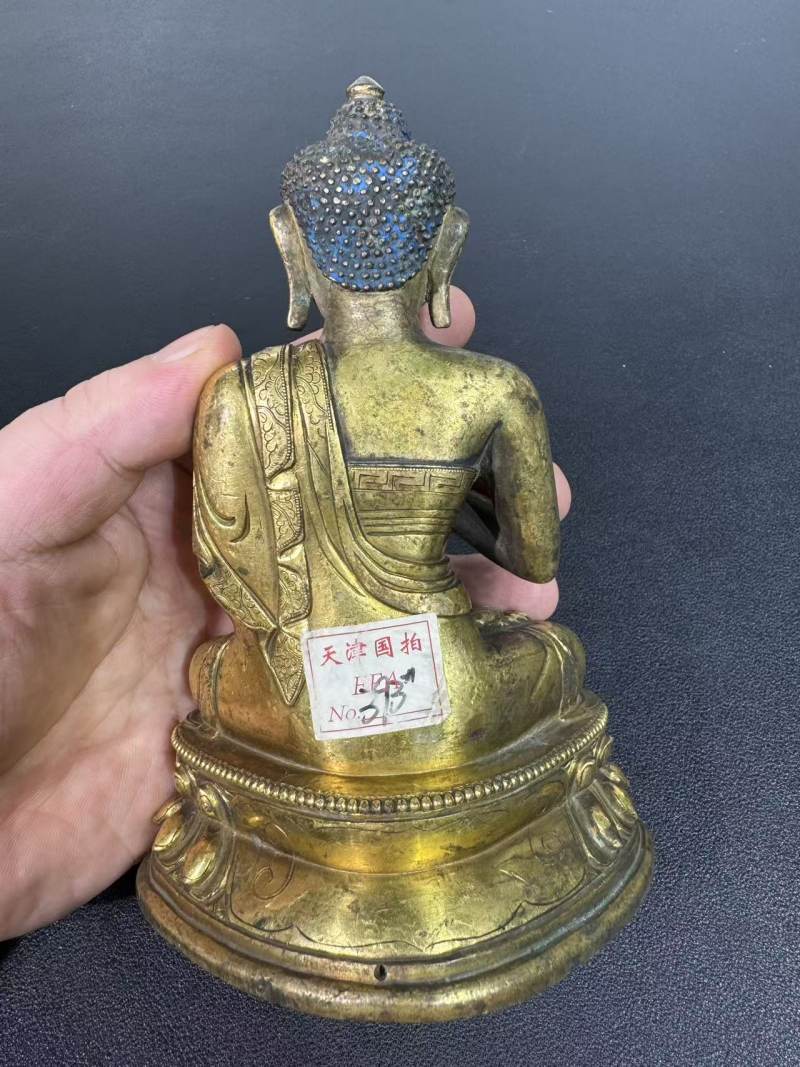 清乾隆 京造铜鎏金燃灯佛 - 图7