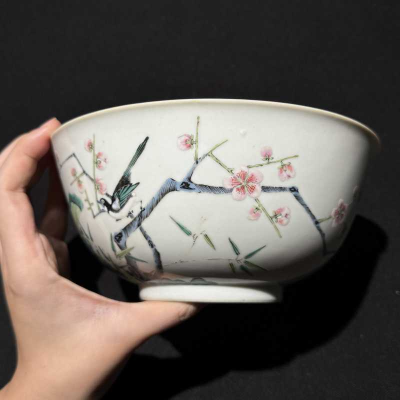 清道光 粉彩喜上眉梢纹碗 - 图9