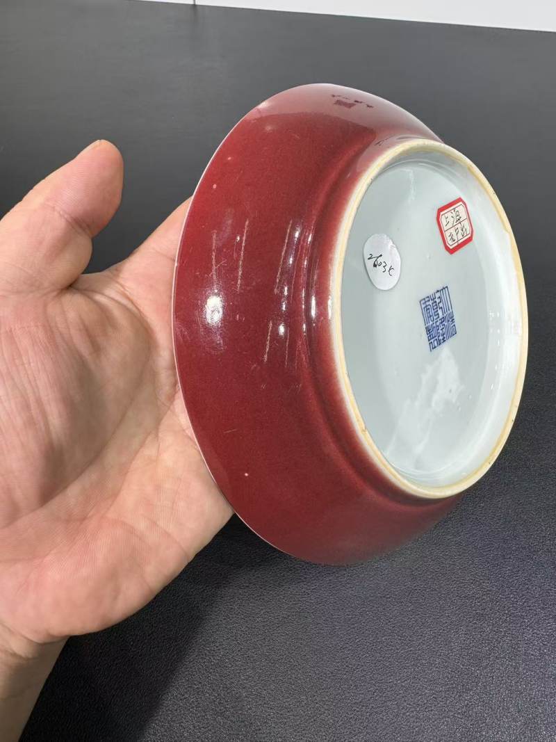 清乾隆 霁红釉盘 - 图4