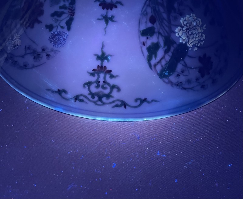 清雍正 斗彩开光四季花卉团蝶纹斗笠碗 - 图17