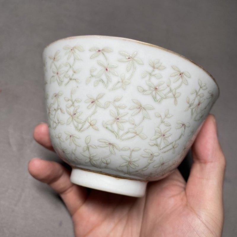 清光绪 粉彩花卉纹盖碗 - 图7