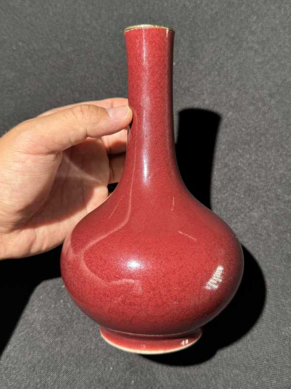 清康熙 郎窑红釉长颈瓶 - 图7