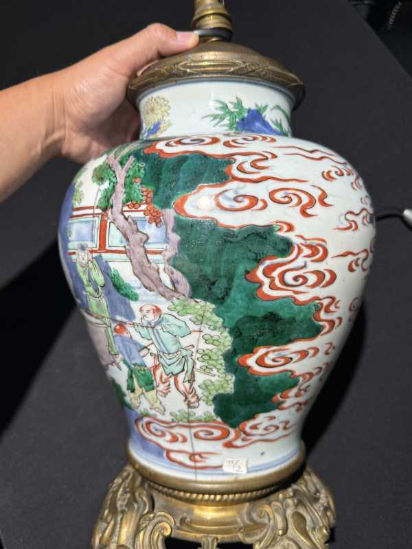 明末清初 青花五彩洗象图罐 - 图12