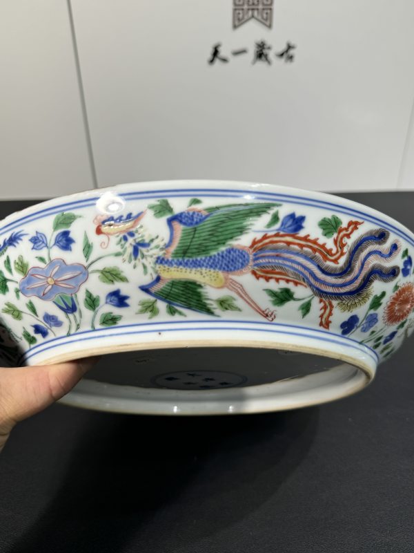 清康熙 青花五彩龙凤纹盘 - 图9