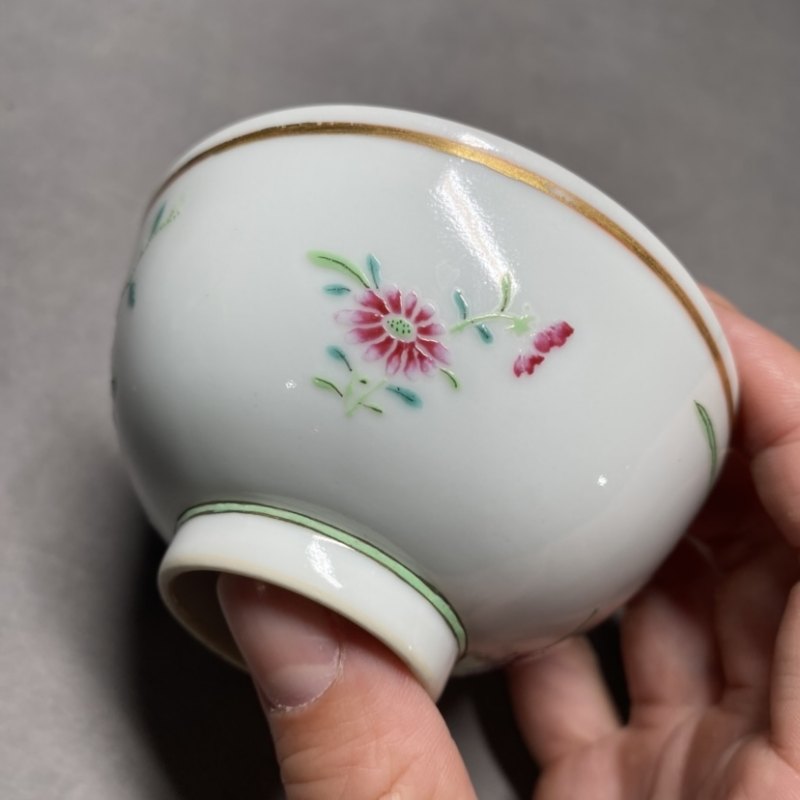 清光绪 粉彩洞石花鸟纹茶圆 - 图9