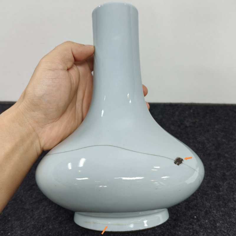 清乾隆 仿汝天青釉荸荠瓶 - 图4