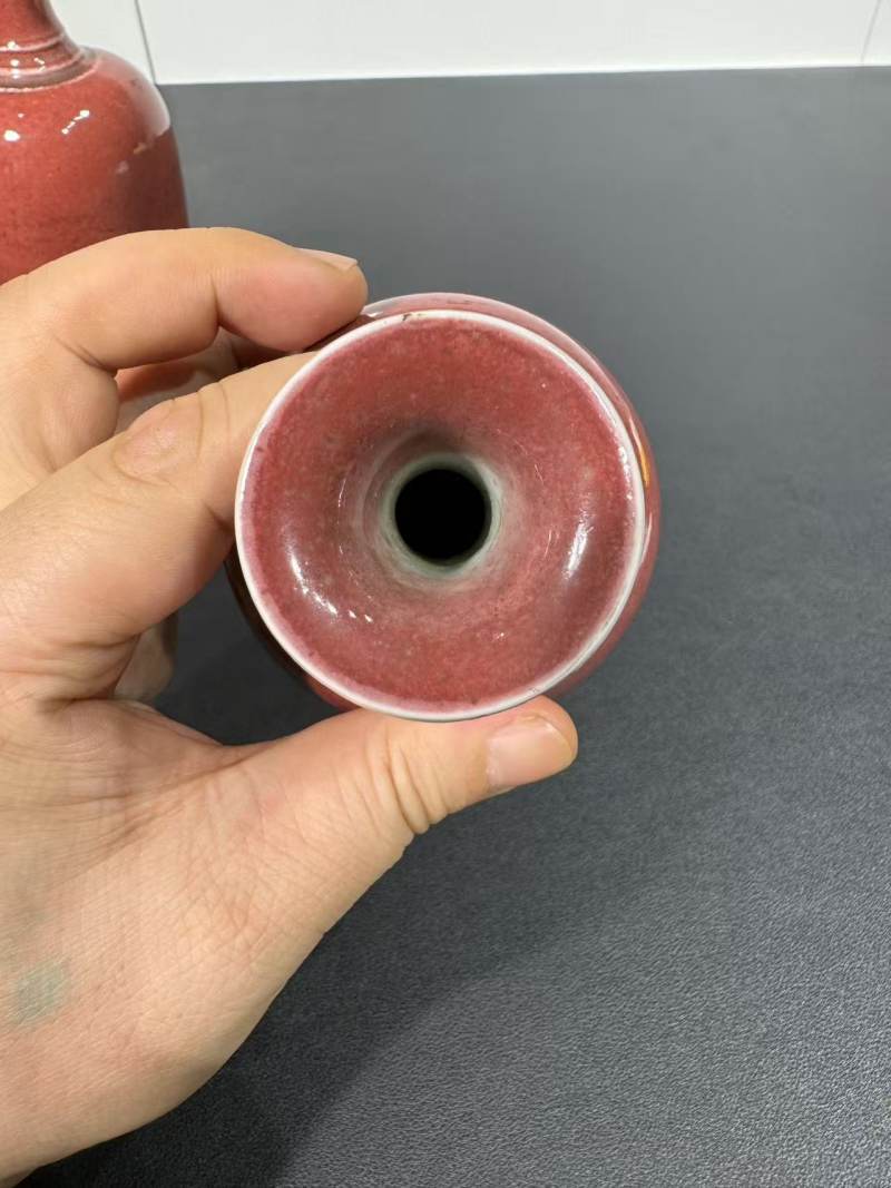清 豇豆红莱菔瓶一对 - 图7