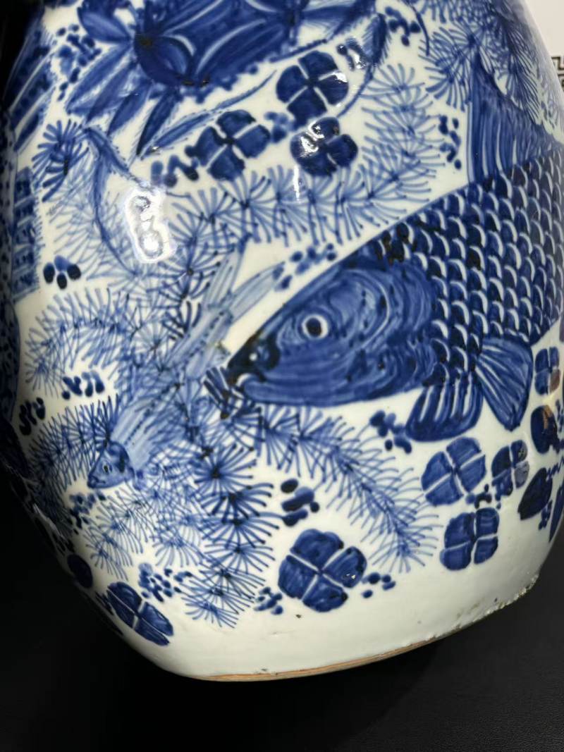 清康熙 青花鱼藻纹大缸 - 图8