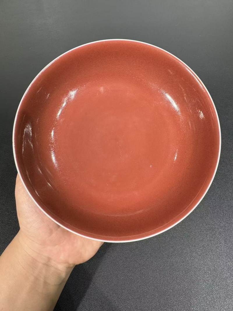 清雍正 霁红釉盘 - 图2