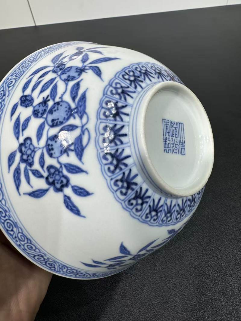 清道光 青花三多纹碗 - 图5