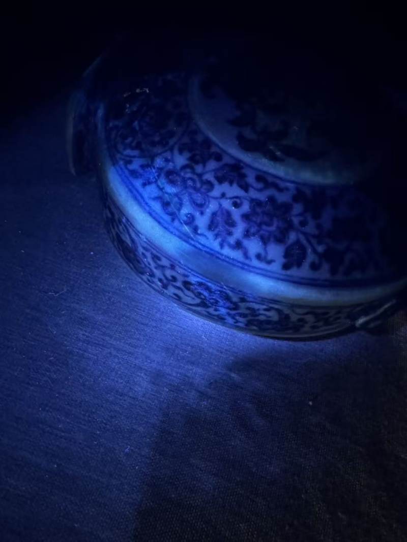 清乾隆 青花缠枝花卉福寿纹抱月瓶 - 图9
