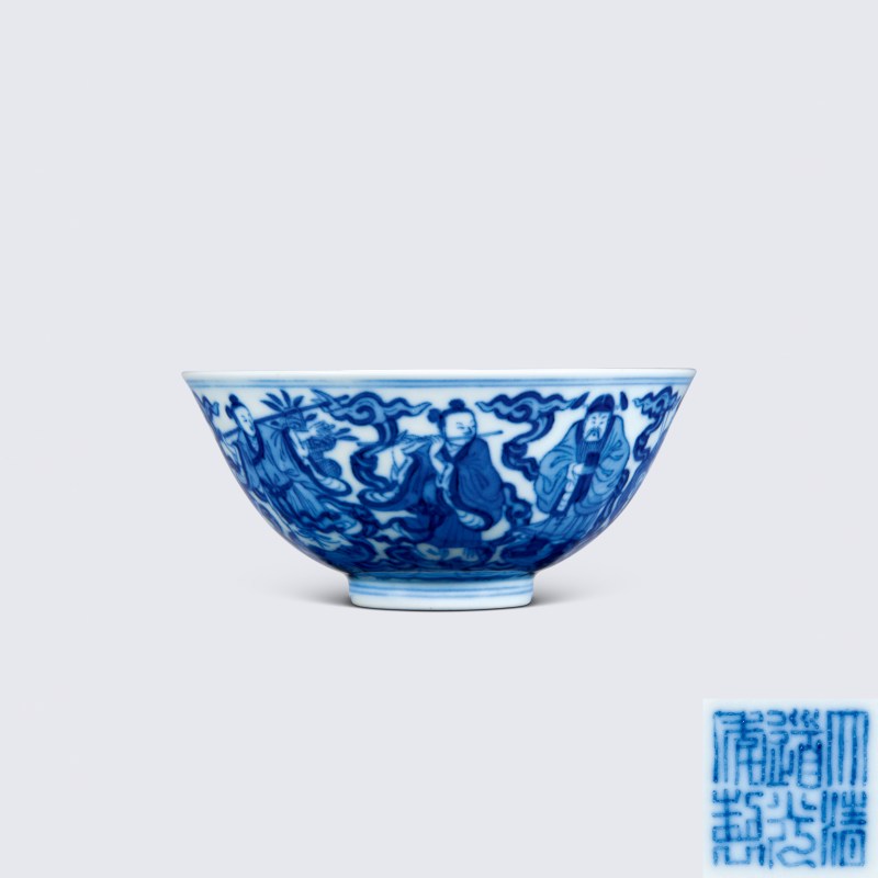 清道光 青花八仙纹碗