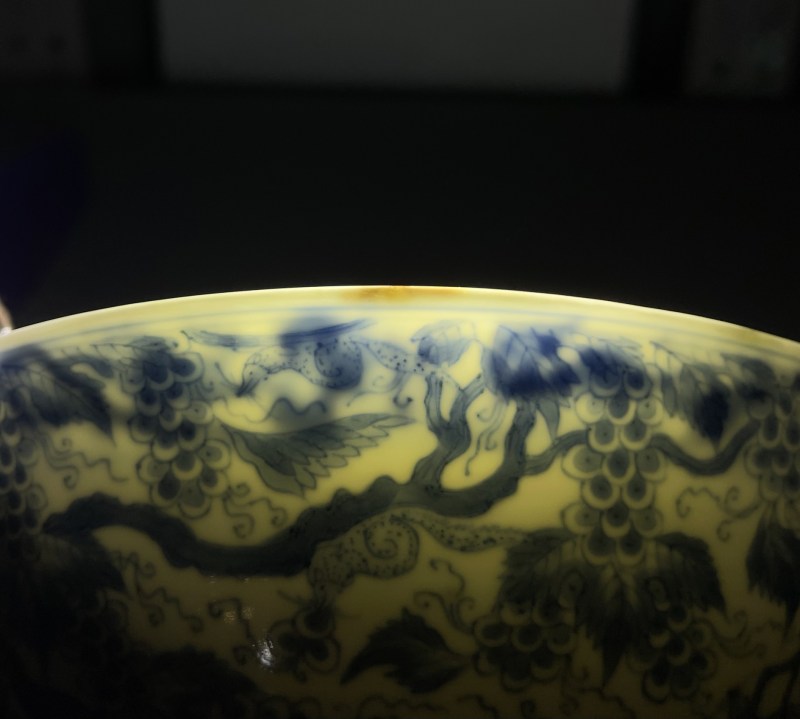 清康熙 青花松鼠葡萄纹碗 - 图18