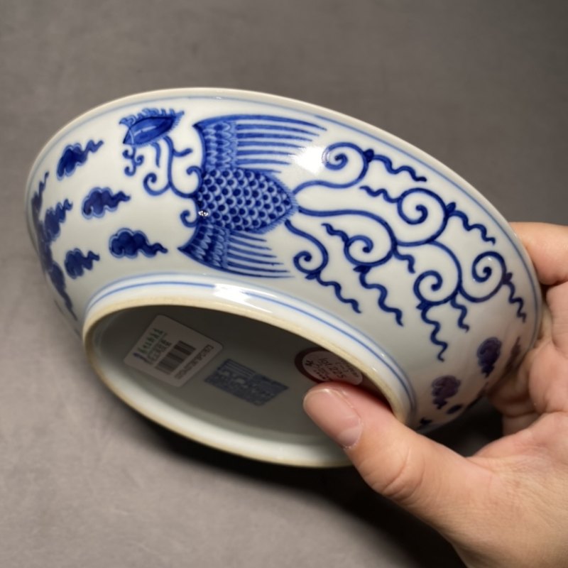 清乾隆 青花双凤纹盘 - 图7